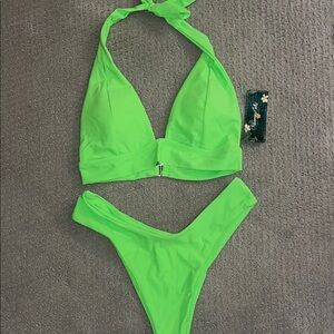 Blooming Jelly Neon Green Bikini Set